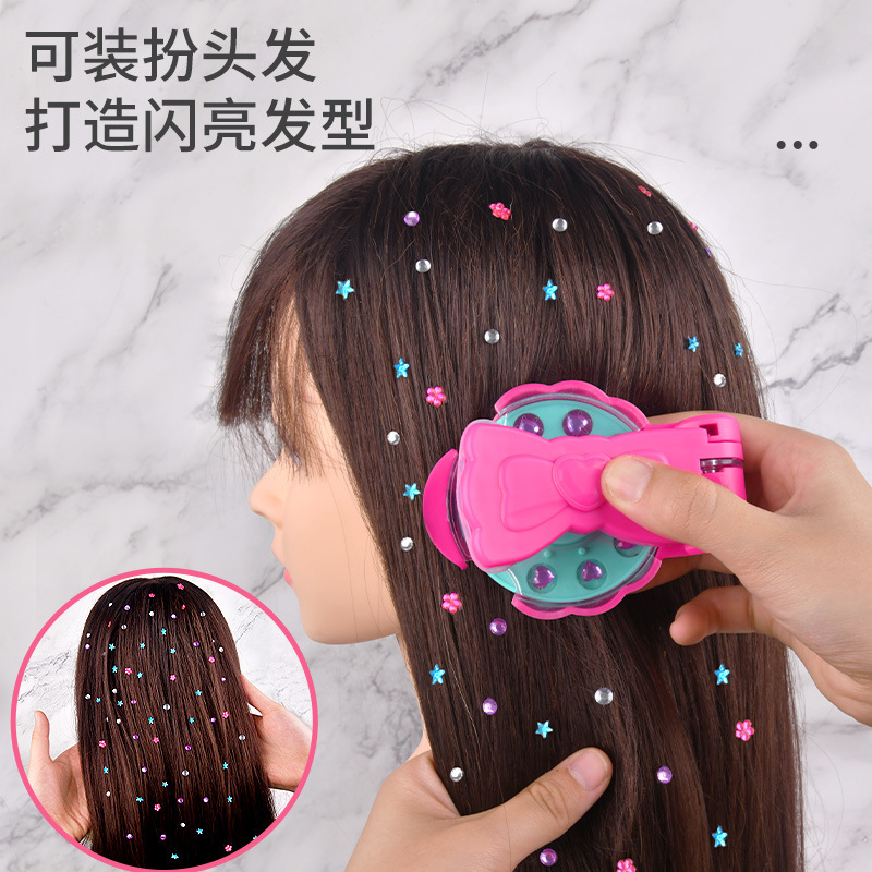 Cross-border blingbling Magic Nailing Rig Girl Play Home Hair Sticker Rig Toy Rig DIY