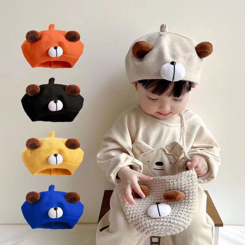 Baby hat spring and autumn baby girl beret baby wool hat autumn and winter children painter hat knitted hat