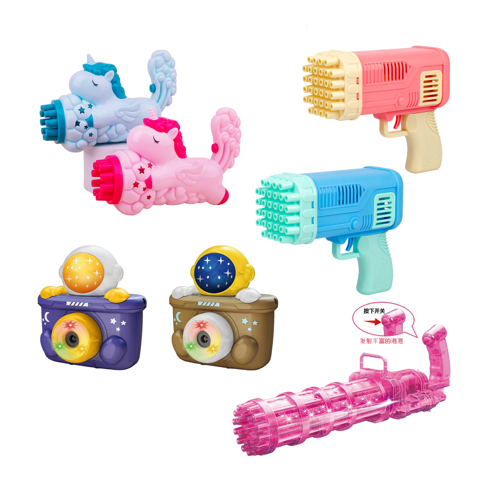 Net red Gatling bubble machine wholesale electric automatic bubble gun bubble stick Yiwu children's stall