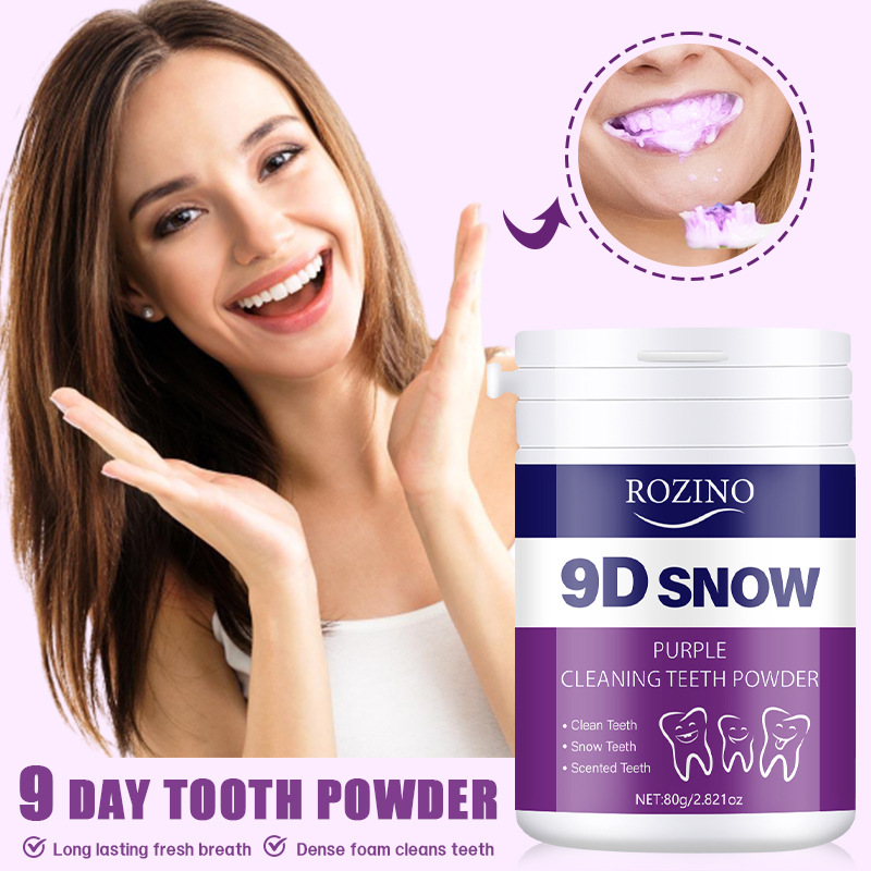 Cross-border 80g tooth powder for refreshing breath, removing yellow, removing smoke stains, removing yellow, removing halitosis, mild gum protection tooth powder toothpaste