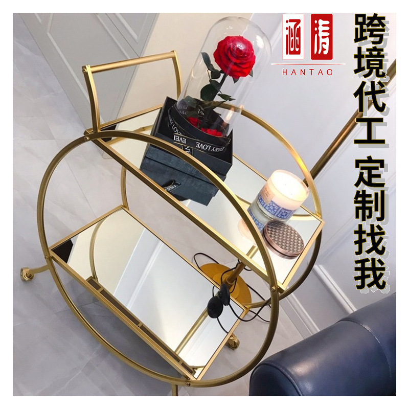 Перекрестный производитель тележка для обедов, многофункциональная гостиничная тележка, кованое железо, четырехколесная тележка, хранение, скандинавский стиль