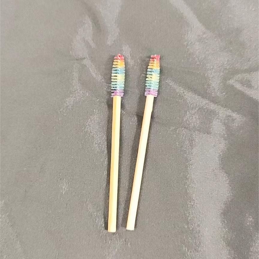 Disposable eyelash brush makeup tool bamboo rod eyelash brush rainbow brush head solid bamboo rod eyelash brush