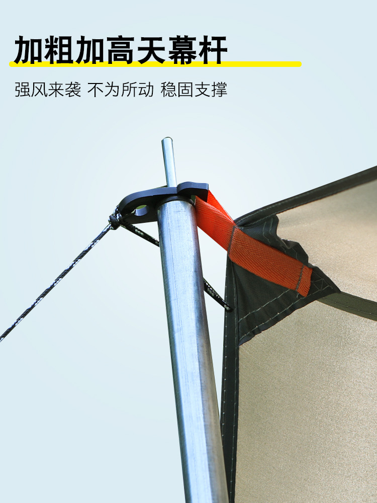 Outdoor Camping Travel Picnic Hexagonal Canopy Tent Thickened Sunscreen Waterproof Octagon Black Glue Silver Coating Awning