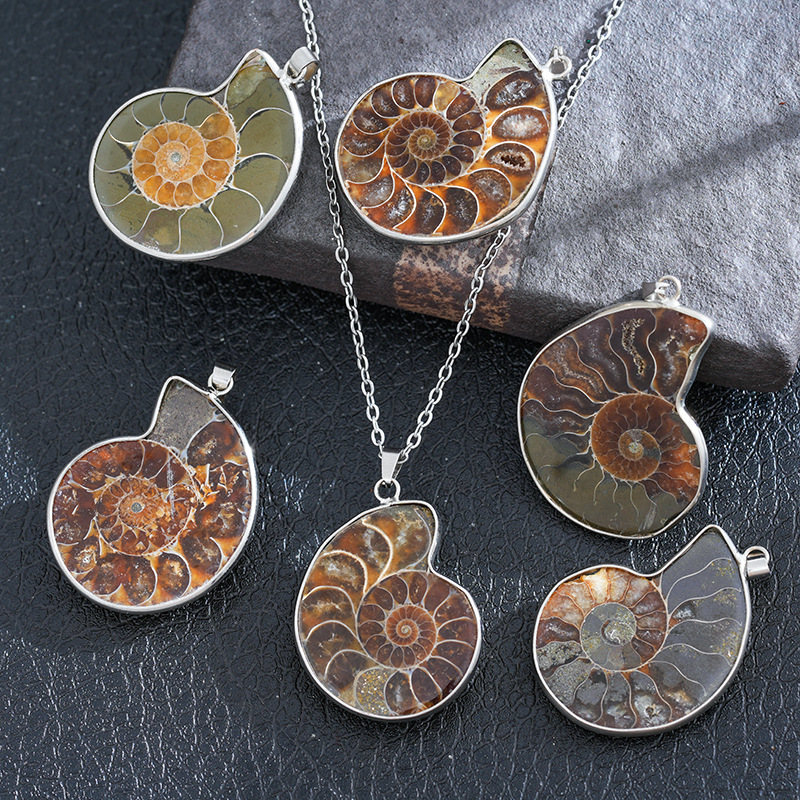 Трансграничная индивидуальность креативная раковина камень сырой камень минеральный образец ювелирные подвески для мужчин и женщин