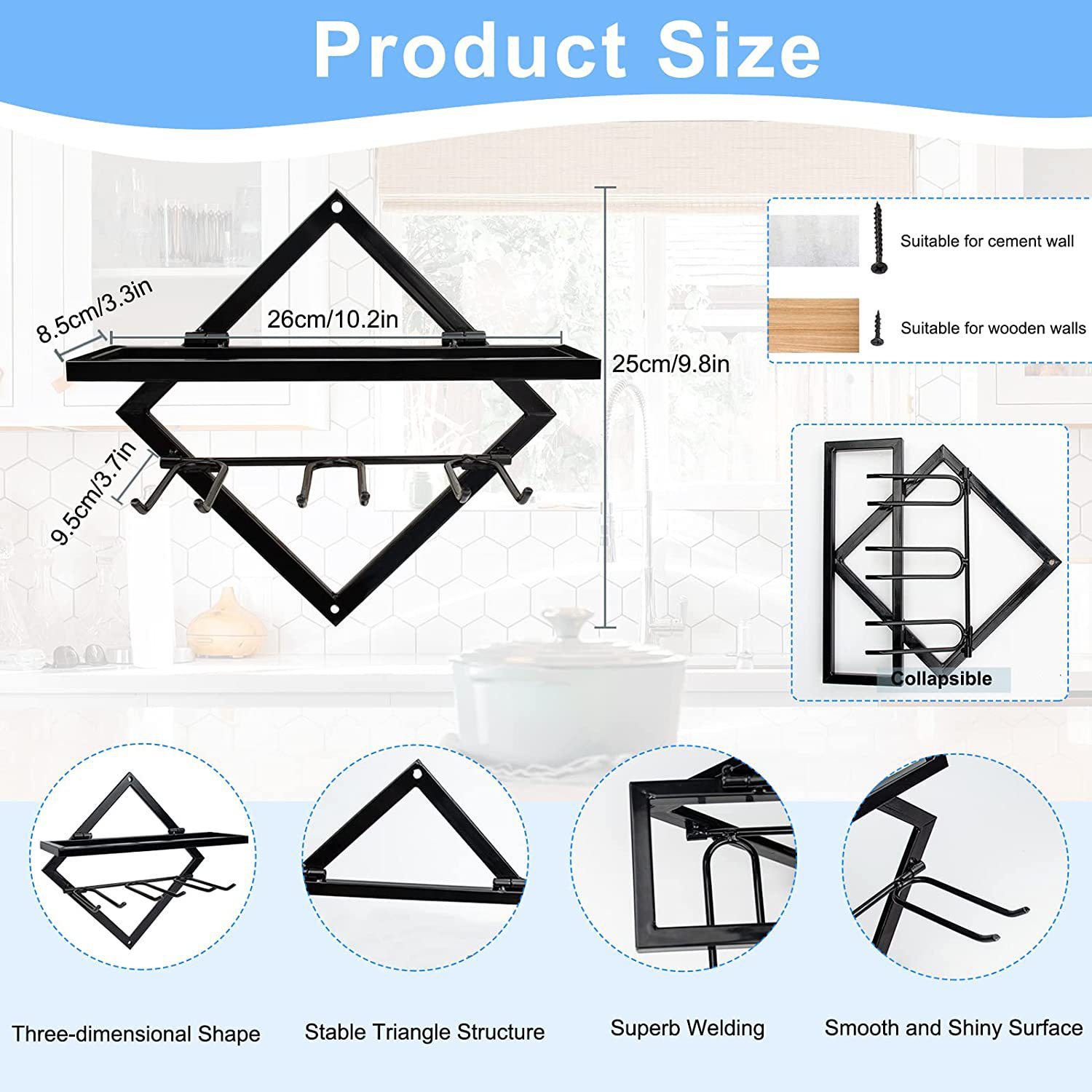 Casual Wine Rack Hanging Wine Glass Rack European Wall Hanging Red Wine Glass Rack Upside down Living Room Home Retro Goblet Rack