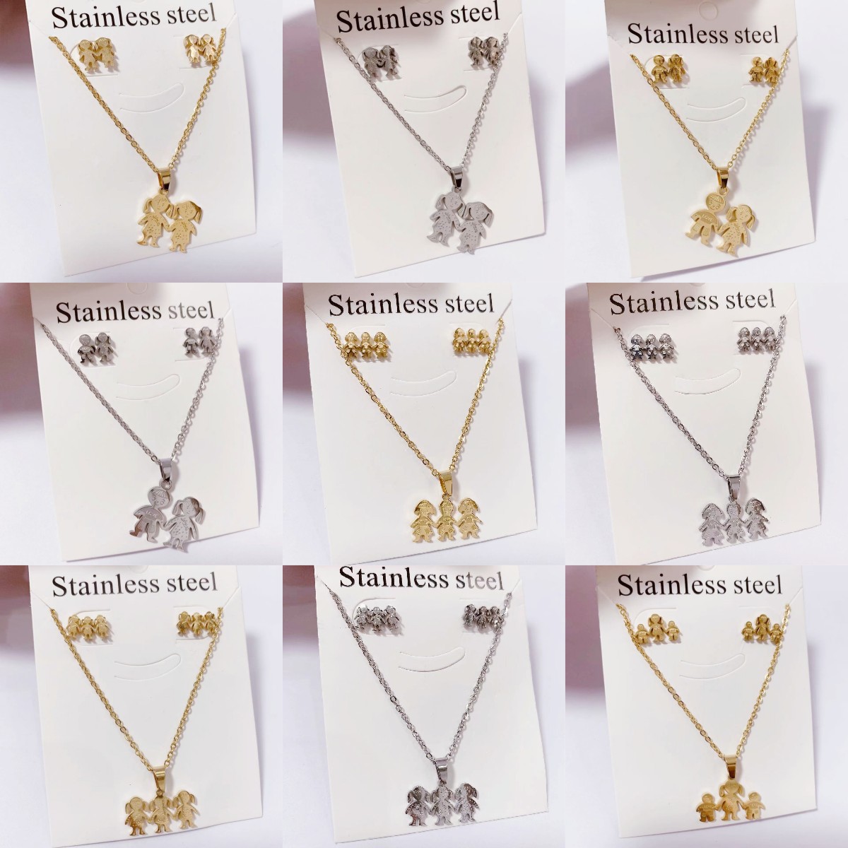 Titanium Steel Color-Preserving Necklace Clavicle Chain Women's Elegant Fashion High-Quality New Necklace Earrings Set Family