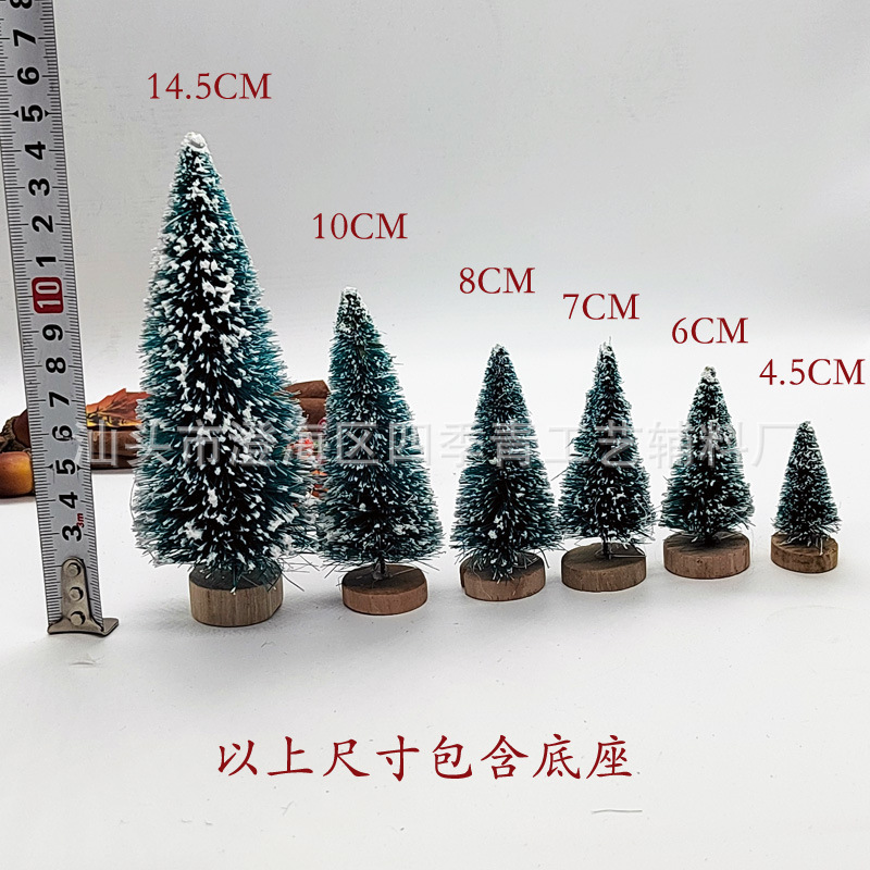 Cross-Border Mini Christmas Tree with Encrypted Sisal Fiber Dipped in White Snow, Desktop Small Christmas Tree Decoration Ornament for Christmas