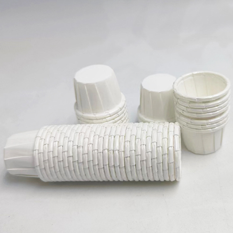 Cross-Border Pure White Cake Paper Cup 0.5 an's Rolled Edge Coated Muffin Cup Commercial Mini Tasting Paper Tray