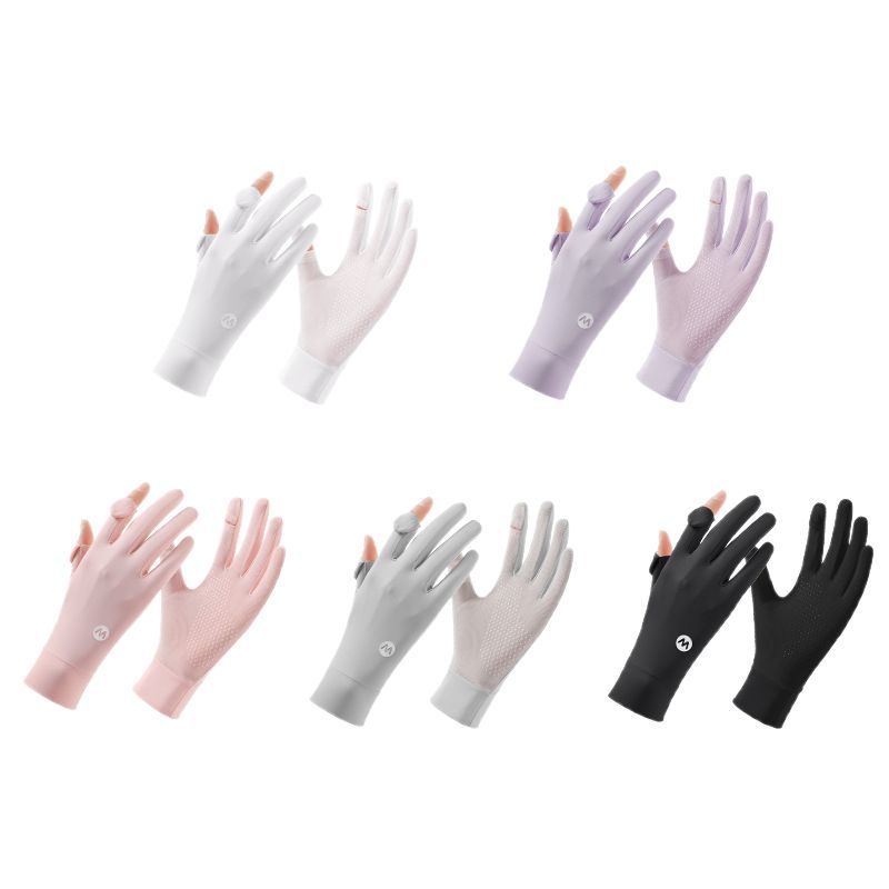 Sunscreen Gloves Women's Anti-UV Ice Silk Dew Two-Finger Summer Outdoor Electric Bicycle Riding Driving Touchscreen Thin Section