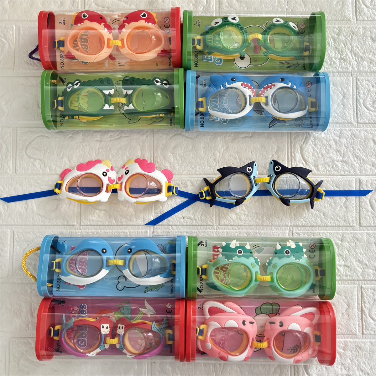 Children's Cartoon Dinosaur Men's and Women's Bathing Beach Toys Swimming Goggles Silicone High-Definition Anti-Fog Goggles Dinosaur Swimming Goggles