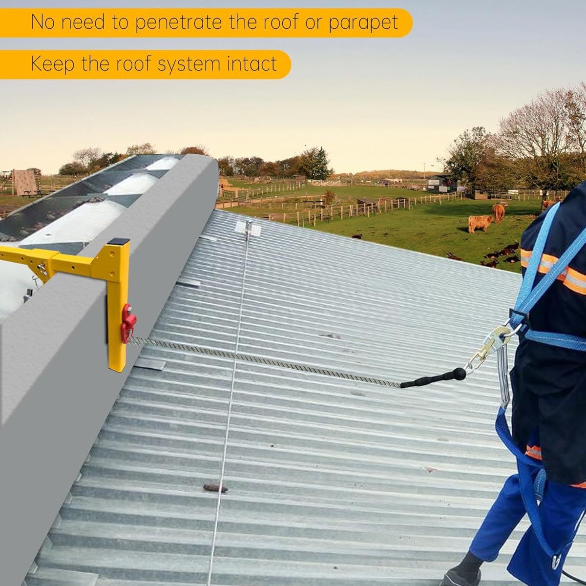 Adjustable Non-Penetrating Anchor for Railings, Reusable Railing Anchor Clamp