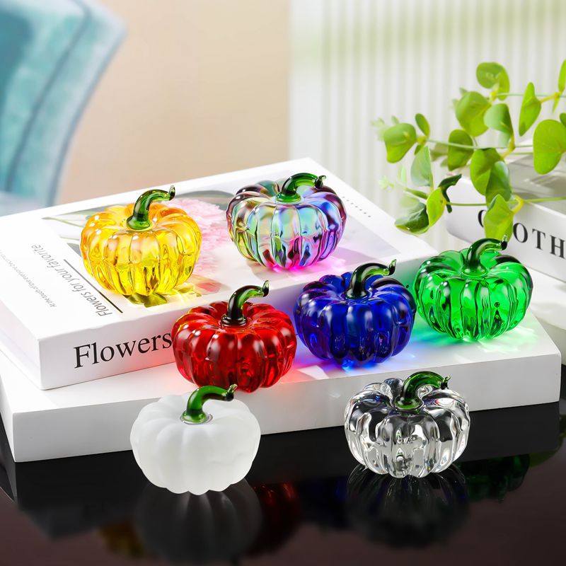 Dropshipping Crystal Pumpkin Anti-Real Fruit Glass Pumpkin Small Ornaments Office Decoration Gifts Wholesale