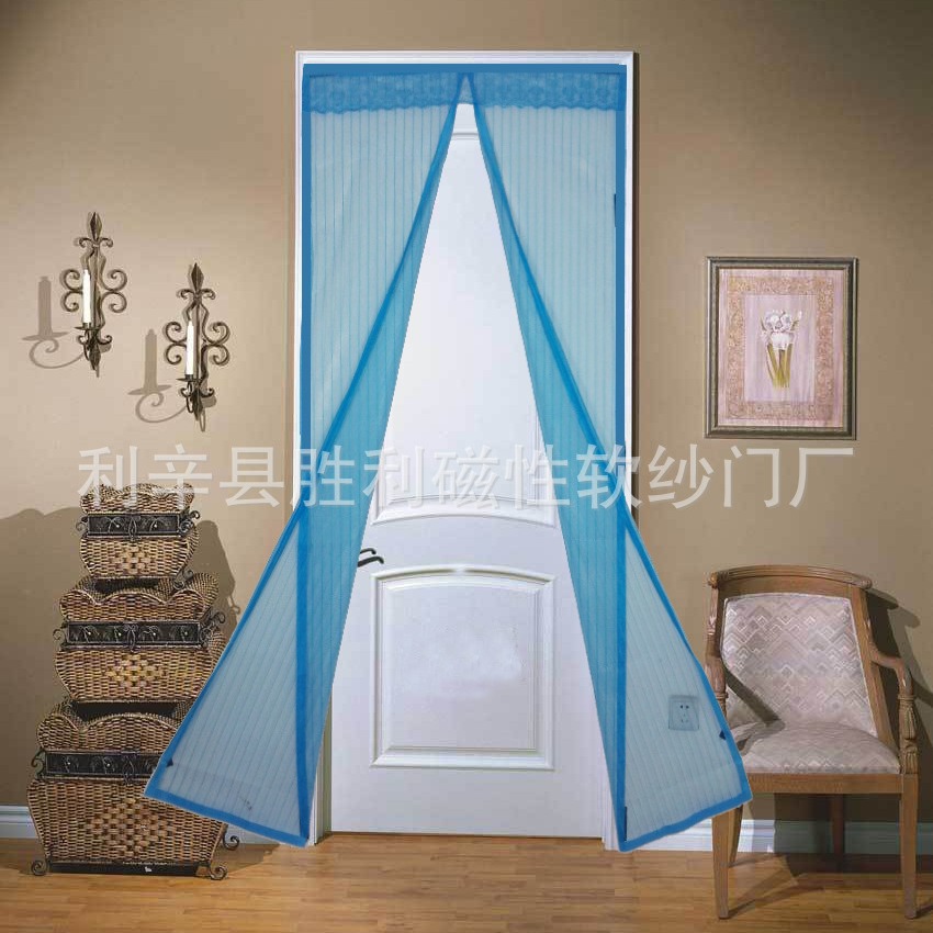 Export Stripesd Magnetic Soft Screen Door Anti-Mosquito Screen Door Magnetic Door Curtain Soft Door Curtain Anti-Mosquito Door Curtain Manufacturer