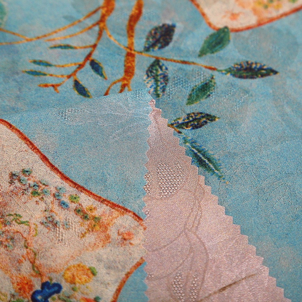 New Simulated Silk Fragrant Cloud Yarn Cool Double-Sided Printed Clothing Fabric Glossy Drape Silky Dress Top