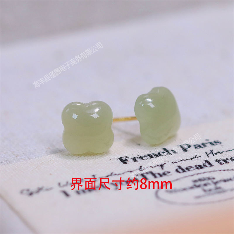 New S925 Silver Ear Hook Earrings Women's Earrings Inlaid with Natural Jade Nanhong Hetian Jade Earrings Supply