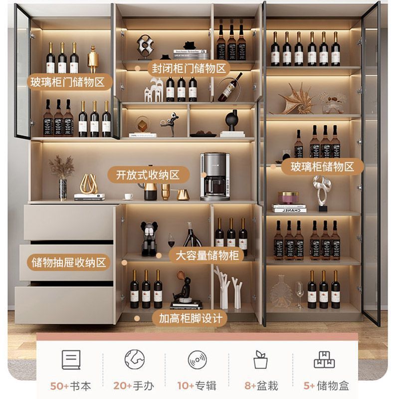 Настенный шкаф для кухни на заказ, интегрированный, легкий, роскошный, для гостиной, винный шкаф, ресторан