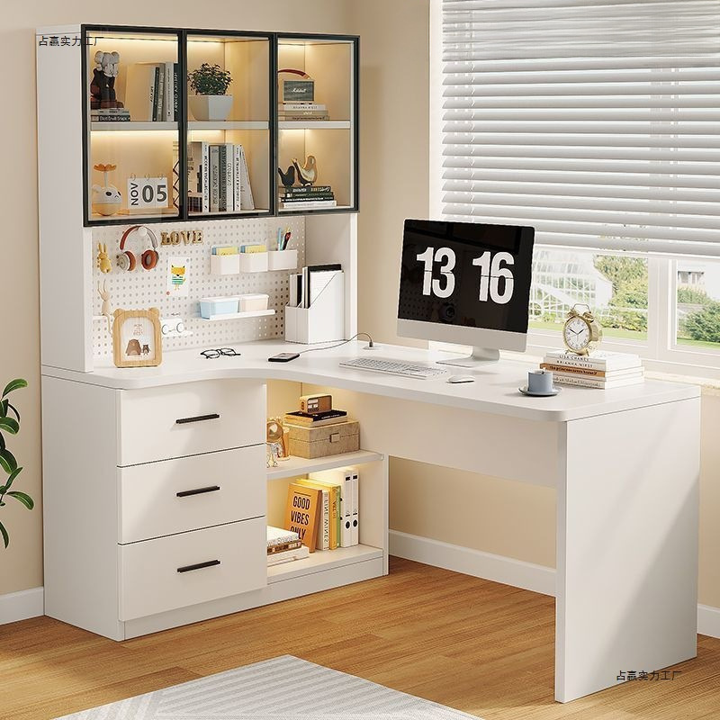 Study Set Modern Simple Desk Home Bedroom Storage Floor-Standing Bookshelf Combination Cabinet Artificial Board