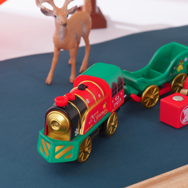 Amazon Xiyin temu track set scene children's electric train toy Christmas music theme suit