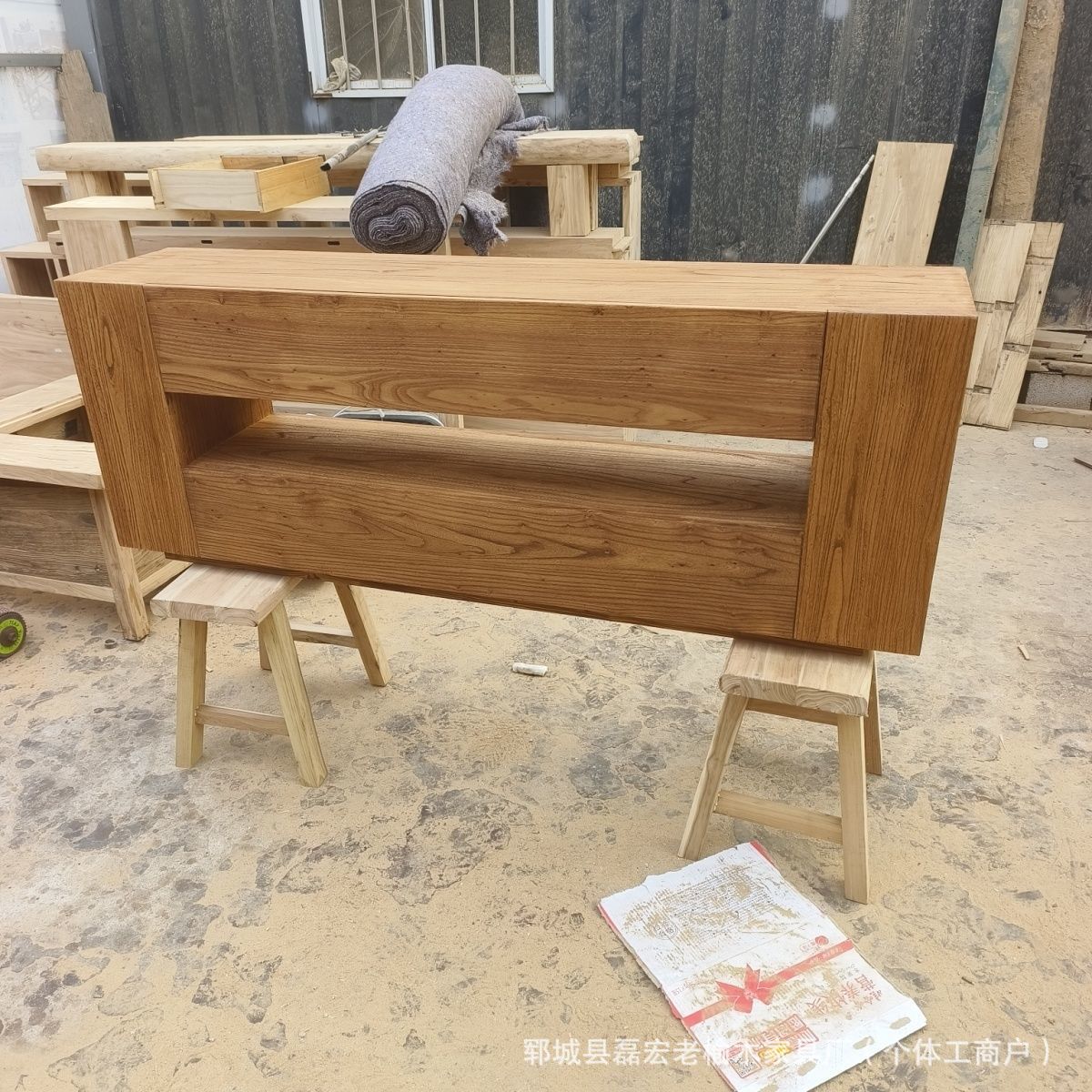 Elm Wood Entrance Cabinet Homestay Living Room Silent Style Decorative Cabinet Wall Table Entrance Table Display Storage Rack Sideboard Table