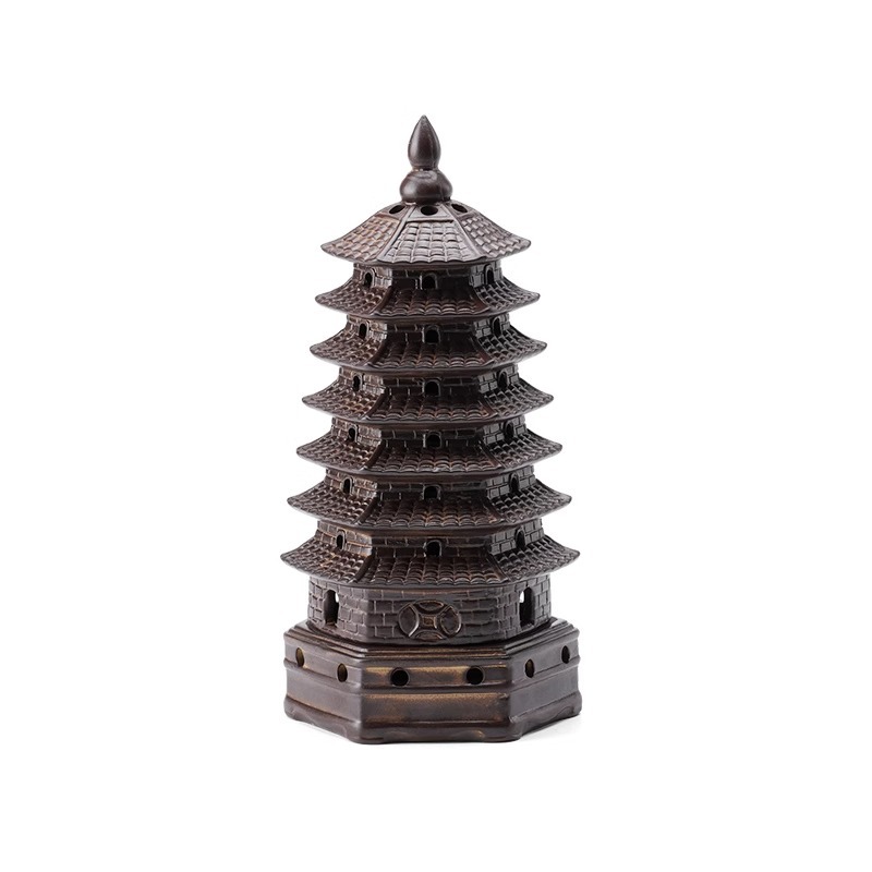 7-Layer 9-Layer Chinese-Style Ceramic Wenchang Tower Incense Burner for Home Indoor Sandalwood Incense Agarwood Zen Tea Ceremony Ornament