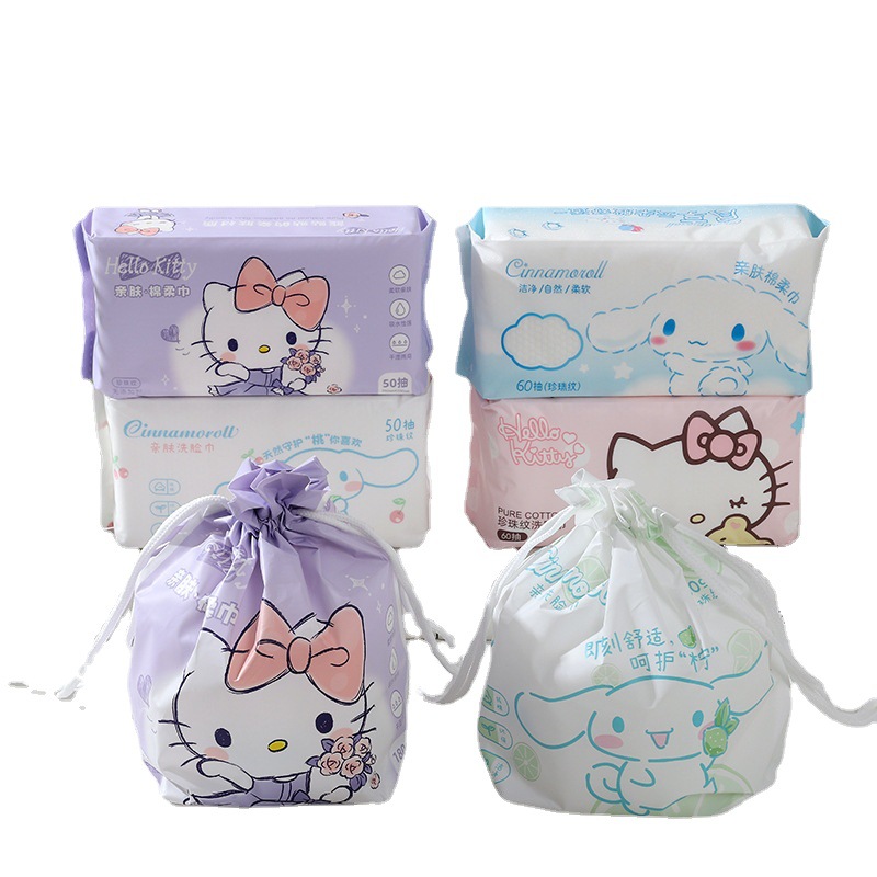 Sanrio Genuine Authorized Pearl Pattern Cotton Soft Towel Hello Kitty Disposable Face Wash Towel Cartoon Cinnamomum Dog Softening Towel