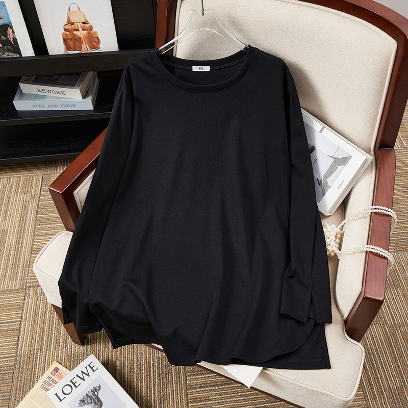 chubby girl plus size women's T-shirt loose slim autumn special plus size coat 200kg S5567