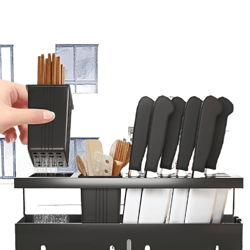 Kitchen Knife Holder, Household Kitchen Knife, Chopstick Barrel, Chopping Board, Pot Lid Holder, Cutting Board, Multi-Functional Knife All in One