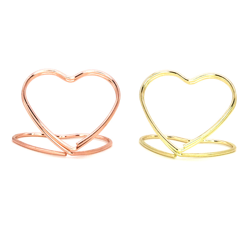 Двухслойный металлический держатель для визиток в форме сердца, держатель для сообщений, свадебные настольные украшения