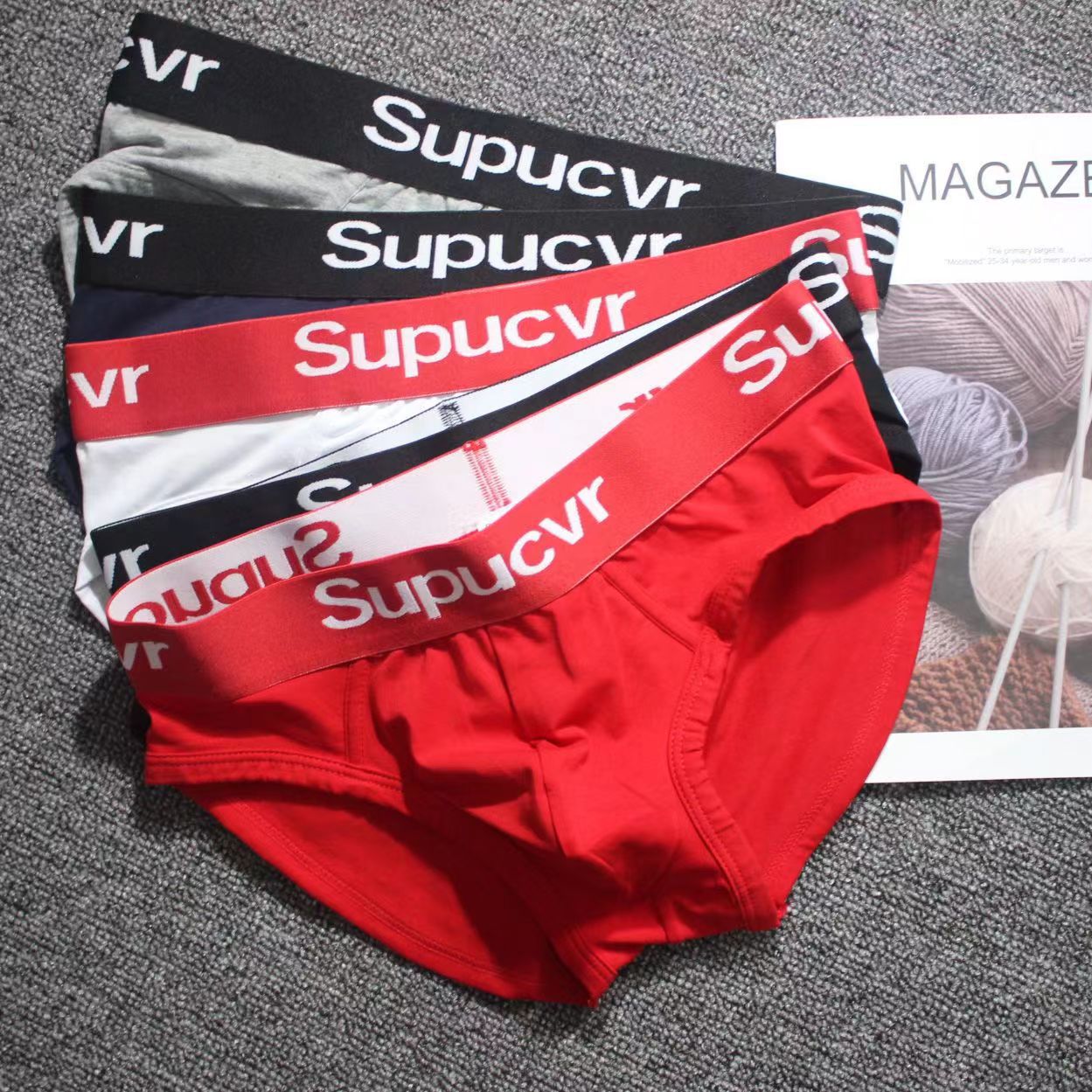 Sup Trendy Brand Underwear Men's Pure Cotton Briefs Student Personalized Shorts Comfortable Breathable Elastic Pants