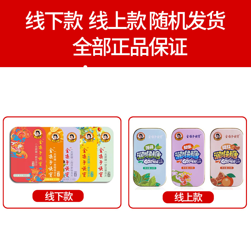 New Product with Free Shipping: Guangxi Golden Throat Lozenges, Throat-Soothing, Sugar-Free, Cooling, Herbal Tea, Teacher's Day Gift Box, Luohan