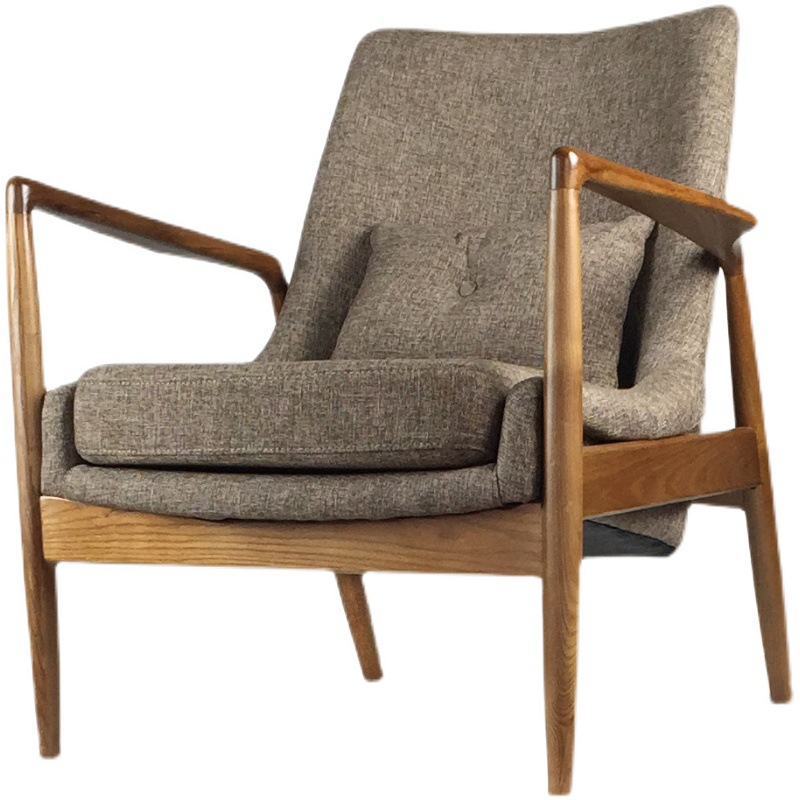 Nordic Log Lounge Chair, Simple Single Leisure Chair, Lazy Stool, Reception Armchair, Sofa Chair