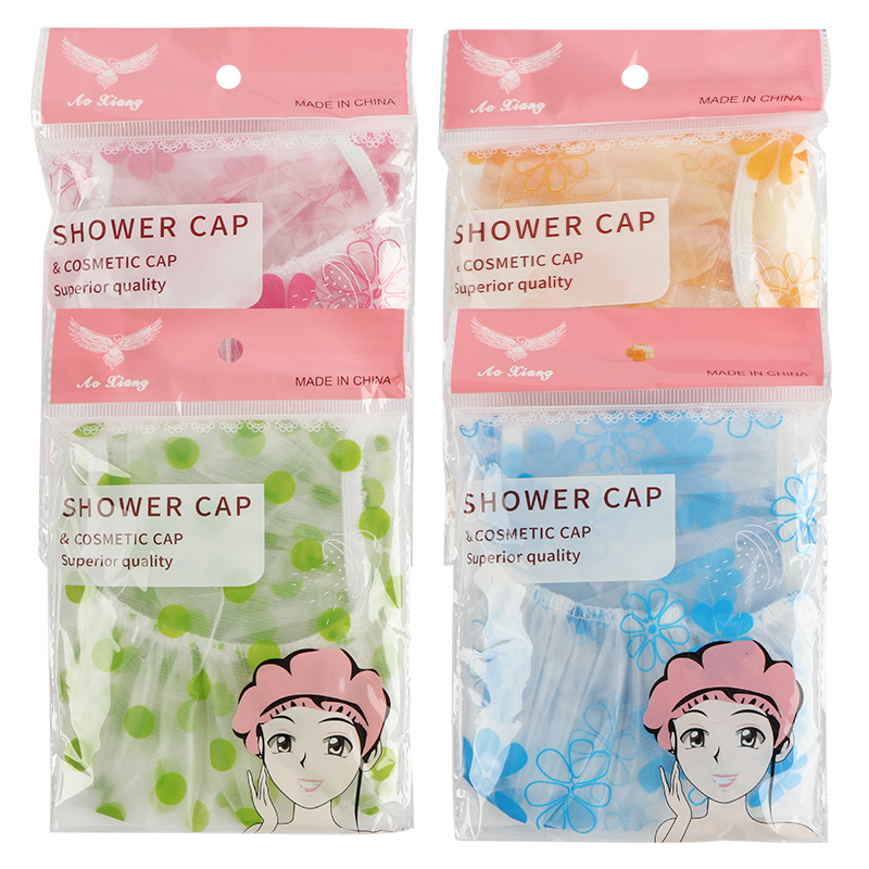 Thickened Shower Cap Women Waterproof Bath Household Shower Dry Hair Cap Quick Universal Disposable PEVA Cross Border Factory