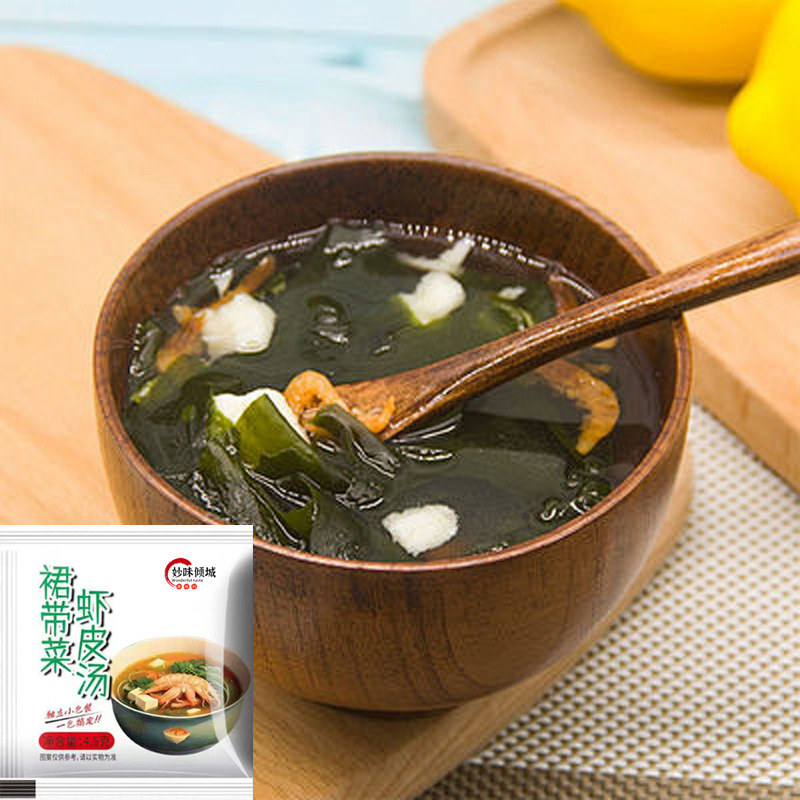 Оптовая продажа супа из водорослей вакаме и сушеных креветок, упаковка для домашнего использования, мгновенный суп