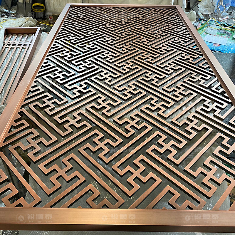 Перегородка из нержавеющей стали гостиничный зал входа розовое золото легкий роскошный металлический каркас с резьбой