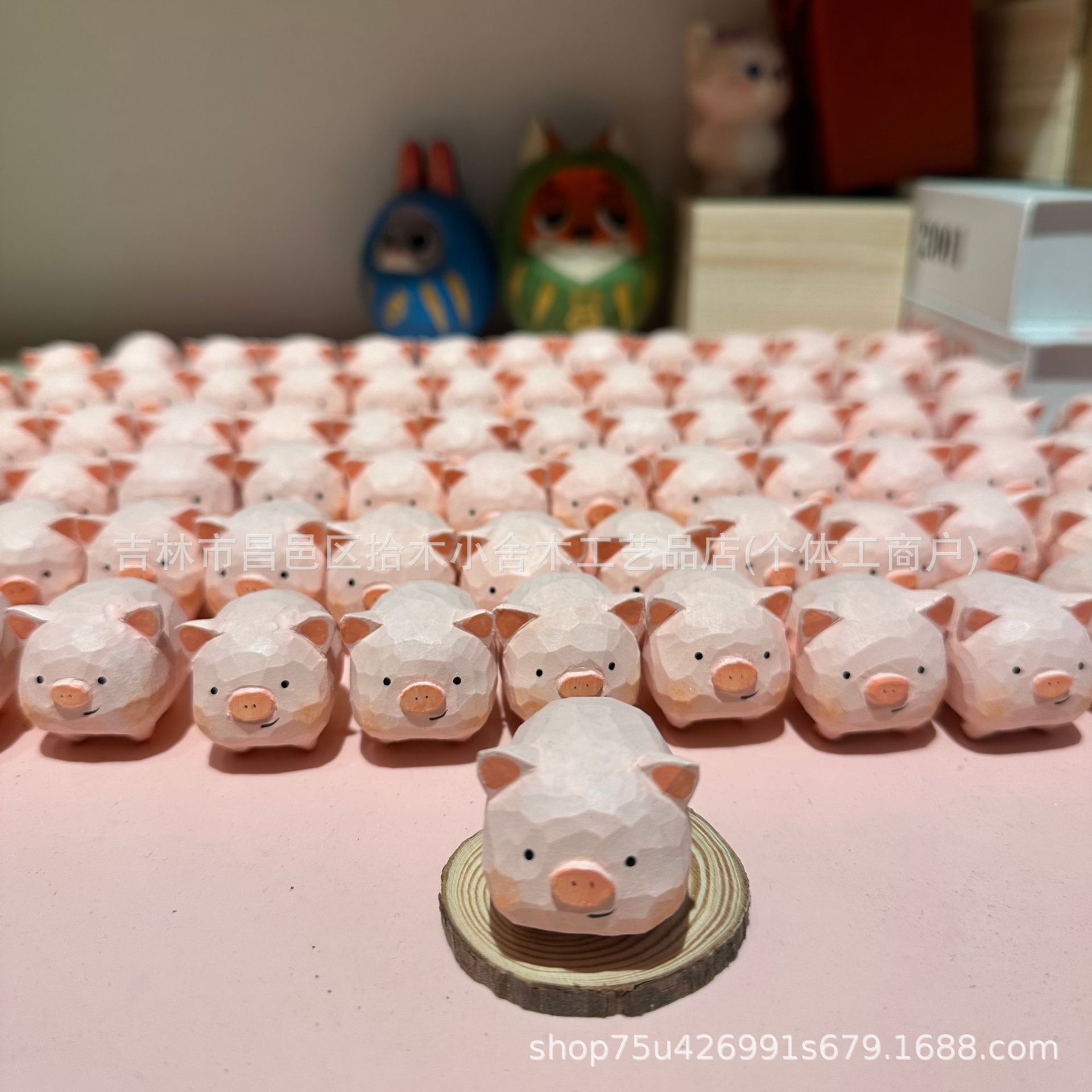 Piggy Carving Pendant Accessories Purely Handmade Elf Cute Cartoon Internet Celebrity Same Style Hot Selling Gifts Wooden Products Piggy