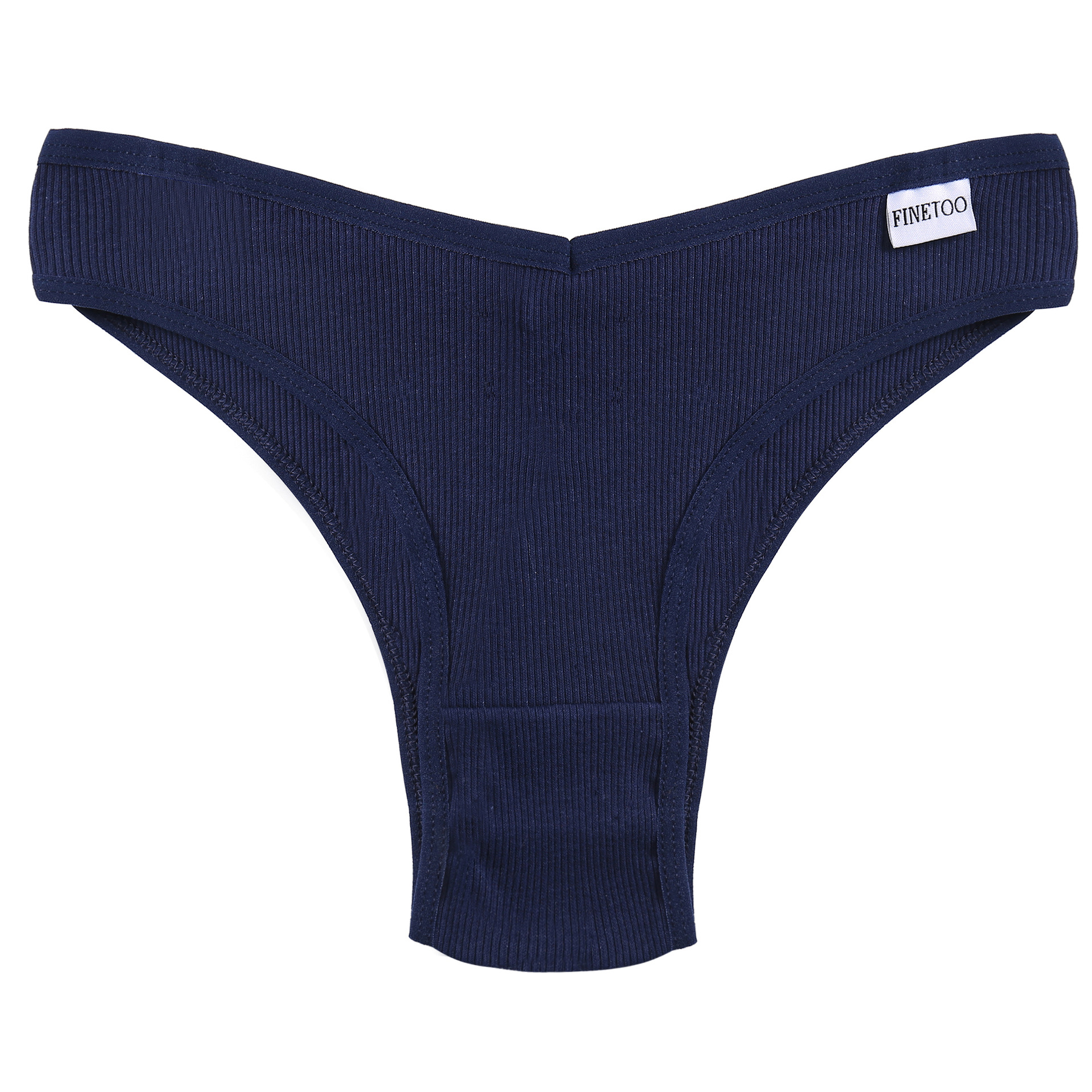 Cross-Border Popular Underwear Women's Threaded Cotton V-Waist Vertical Pattern Comfortable Mid-Waist Comfortable Women's Underwear Briefs