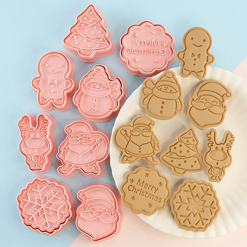 Christmas cookie mold 8-piece set cartoon Santa Claus Gingerbread Man Christmas tree pressing cookie baking tool