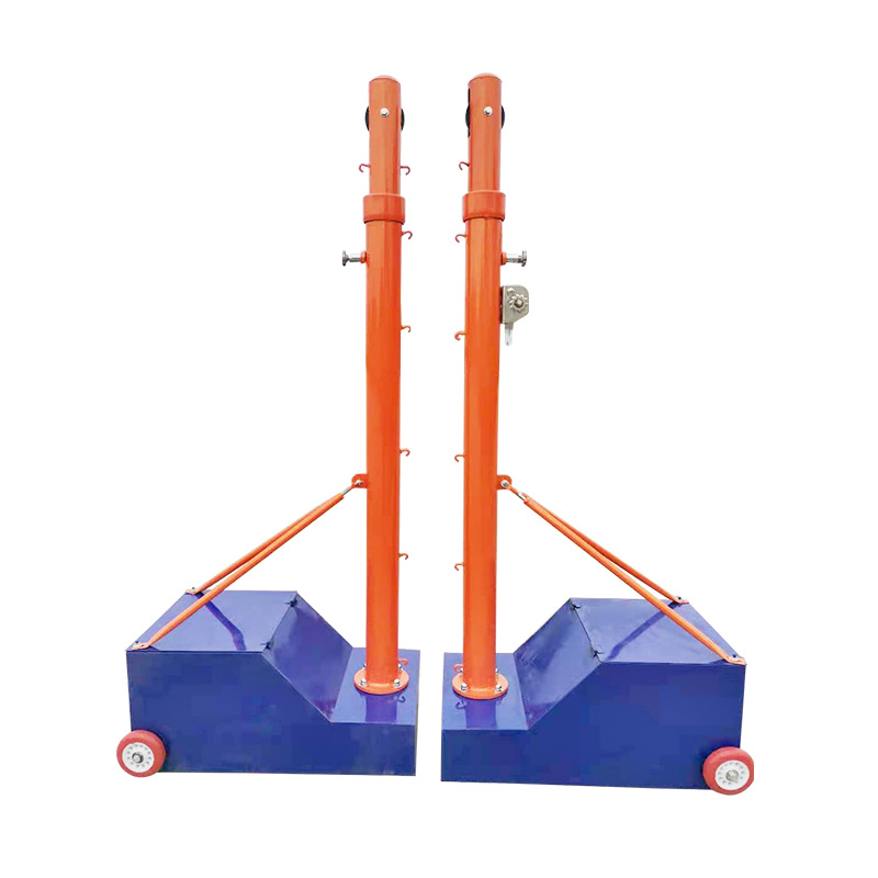 Mobile tennis column with double-wheel counterweight hand-cranked lifting outdoor portable volleyball column badminton column net rack