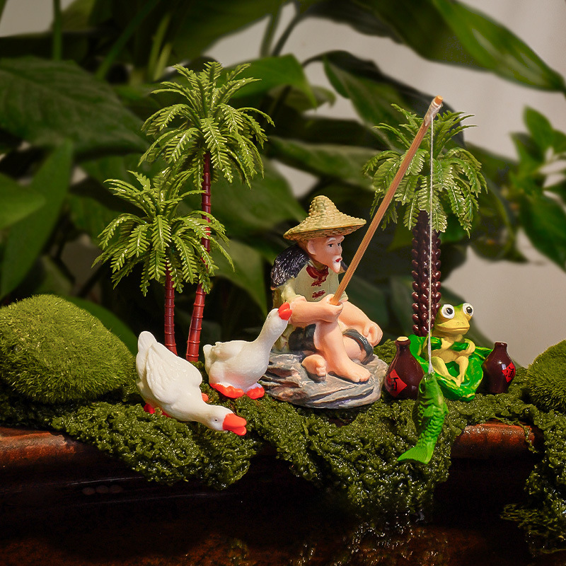 Fish Tank Rockery Landscaping, Fishing Old Man, Duck, Ancient Fish Farming, Fish Tank Decoration, Flowing Water Ornaments, Small Fish Tank Landscaping