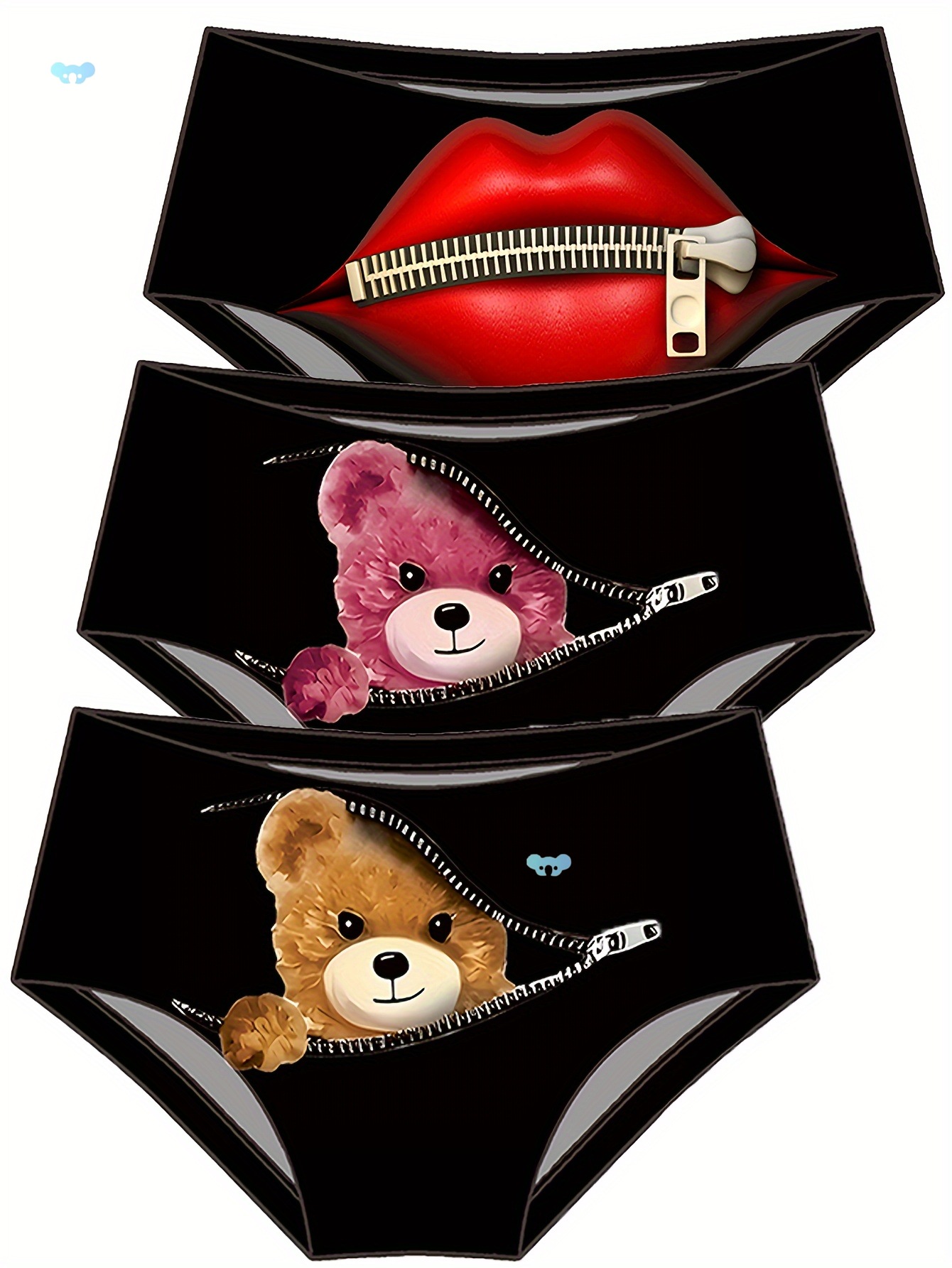 Треугольные трусики с принтом мультяшного медведя для женщин