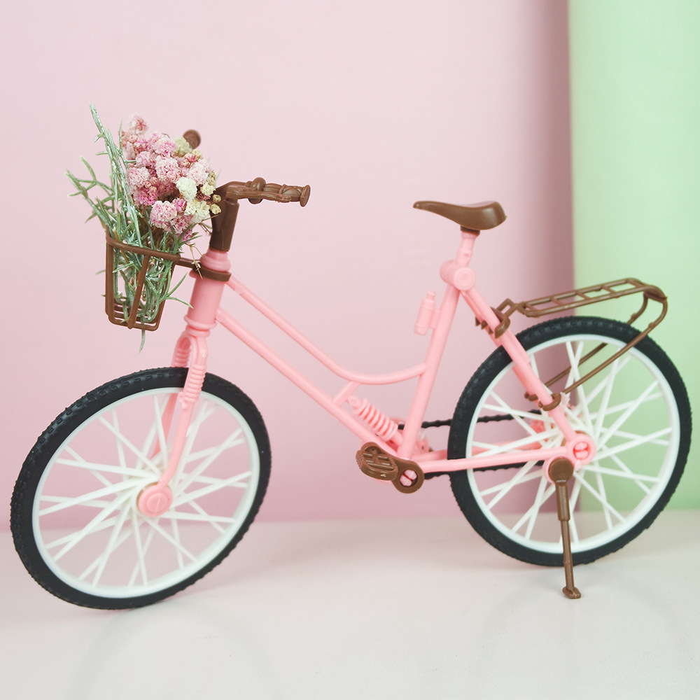 Japanese Style Simulated Pink Bicycle Model Ornaments Mini Ornaments Gift 6 Points bjd Doll Bicycle Photo Props