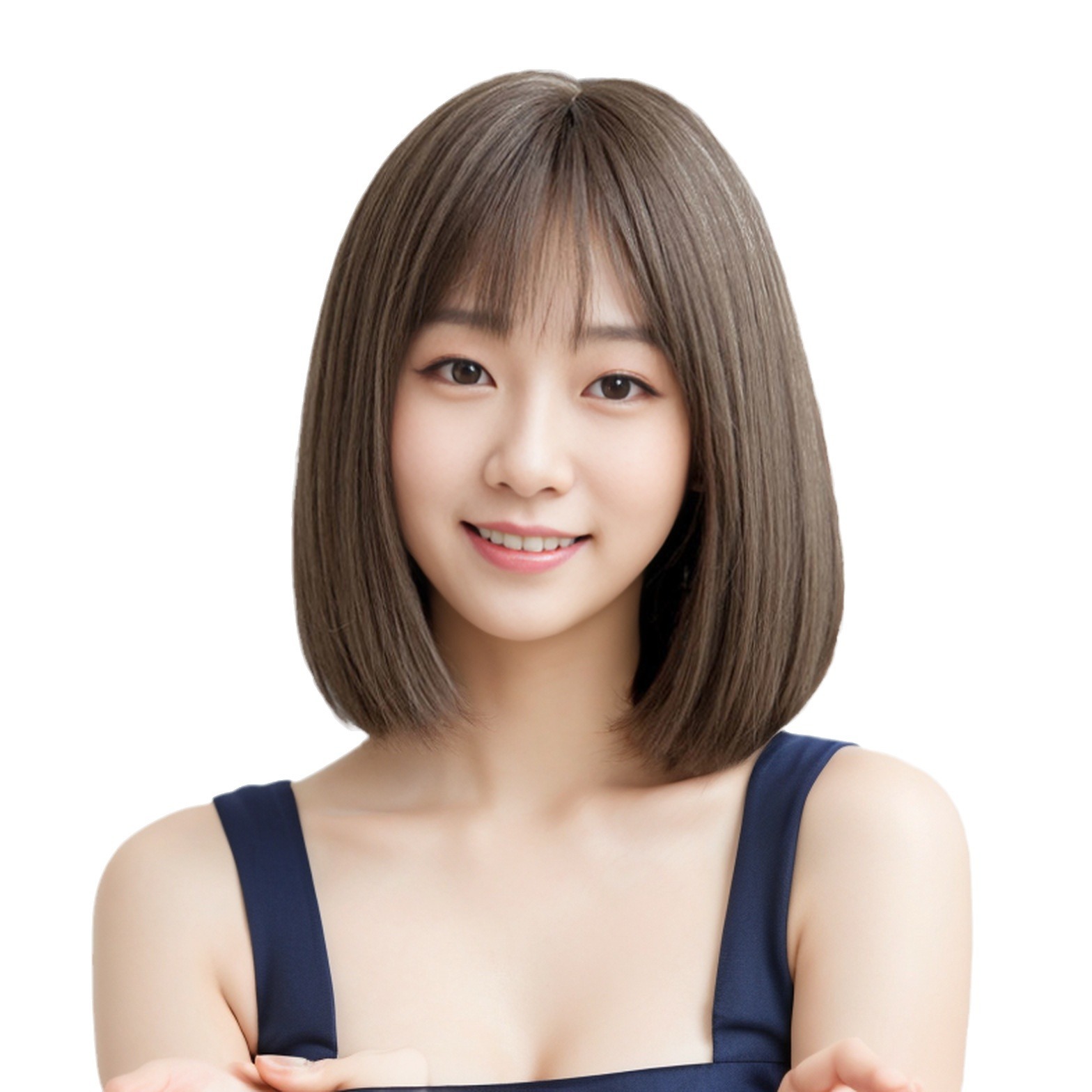 2023 New Japanese and Korean Style Wig Women's Internet Celebrity bobo Head Short Straight Hair Temperament Inner Buckle Korean Style Girly Headgear Hair Cover