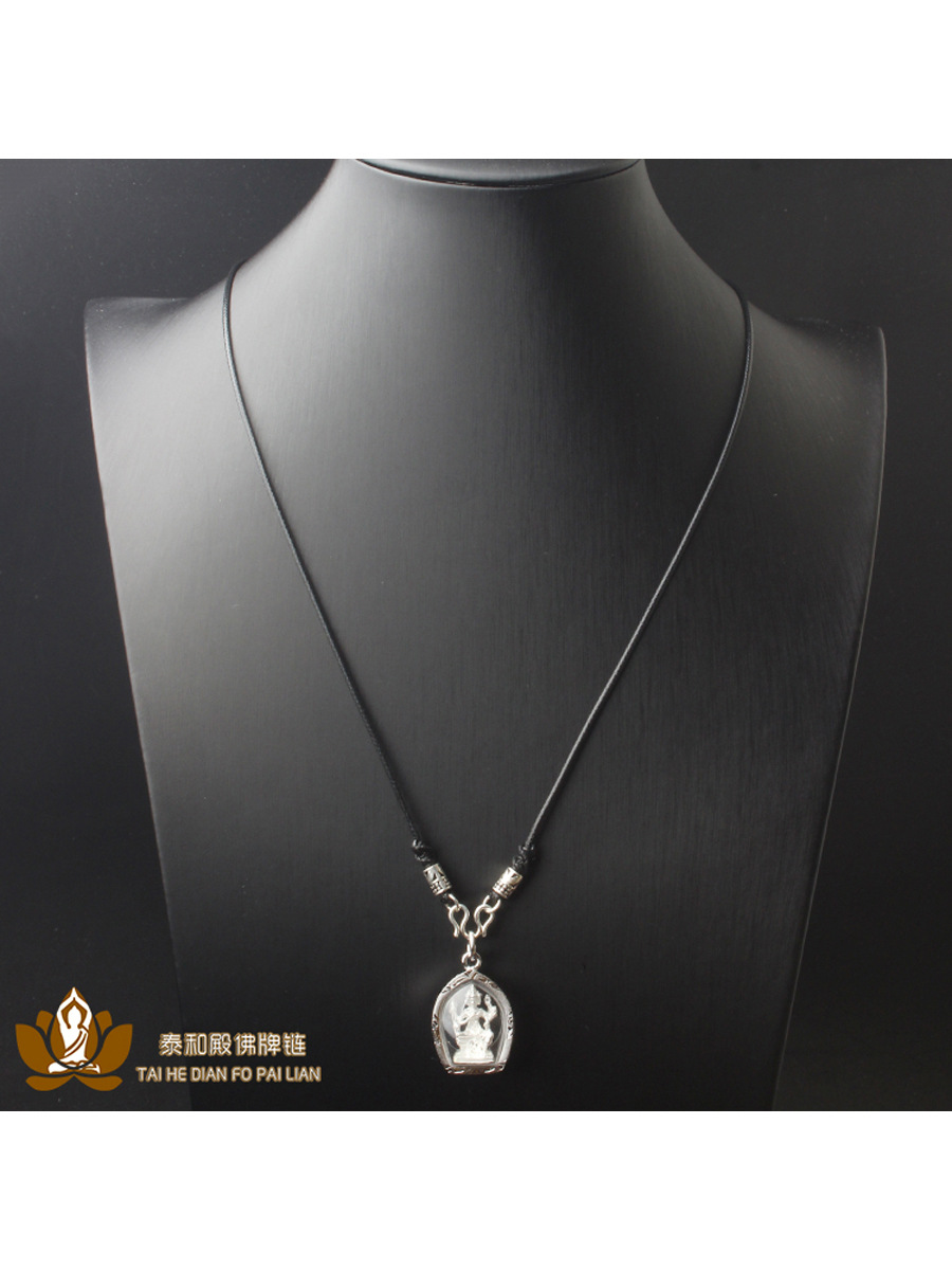 Thai Buddha Amulet Chain Wax Rope Hand-Woven S925 Sterling Silver m Buckle 1.5mm Thickness Single Hanging Double Hanging
