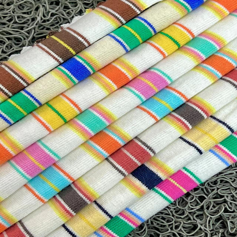 Pure cotton color striped 32s yarn-dyed knitted T-shirt fabric fashion children's clothing women's clothing striped fabric