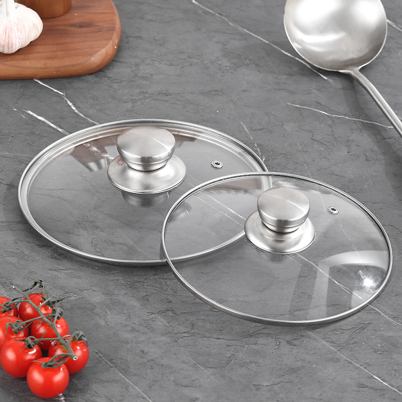Универсальная крышка из закаленного стекла 13-28/35см, прозрачная, для кастрюли с плоским дном, крышка для пароварки без верхнего обода