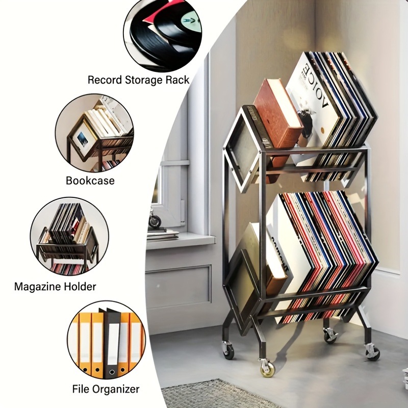 Temu explosion in stock supply creative bookshelf vinyl record storage rack CD rack record rack display magazine rack