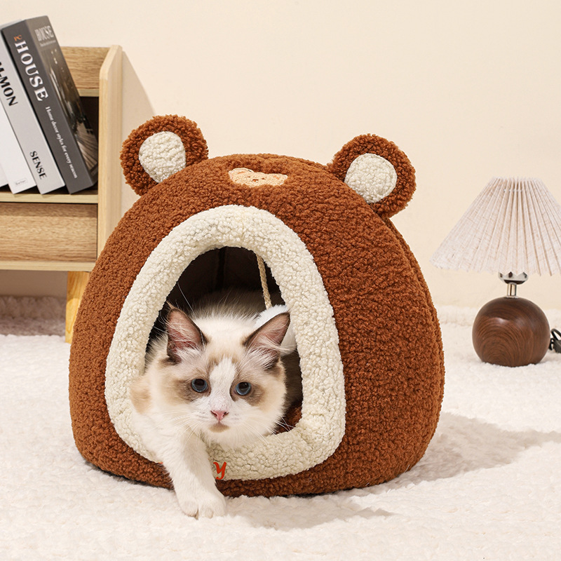 Little Bear Cat Nest Autumn and Winter New Warm Closed Cat Sleeping House Pet Nest Pet Sofa Cat Room
