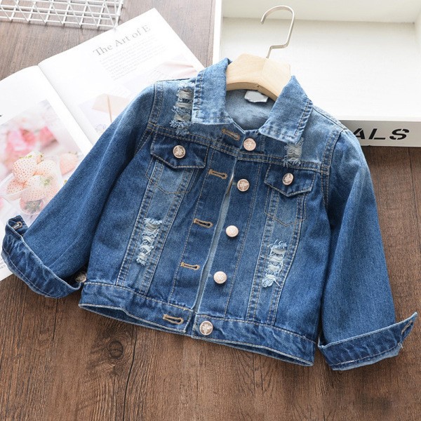 Spring denim women's ordinary Tide fan solid color single-breasted non-hooded spot blue cotton coat