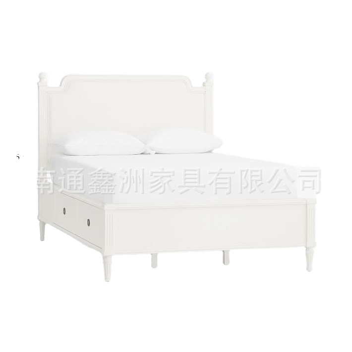 American Style Solid Wooden Bed Light Luxury Modern 1.8 m Double Bed Homestay Master Bedroom Big Bed High-end French Wedding Bed Princess Bed