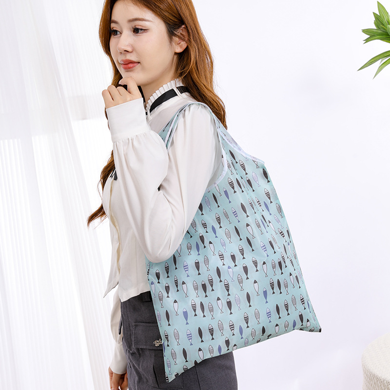 Spot 190T polyester color mobile phone bag supermarket folding shopping bag portable folding environmental protection advertising gift bag